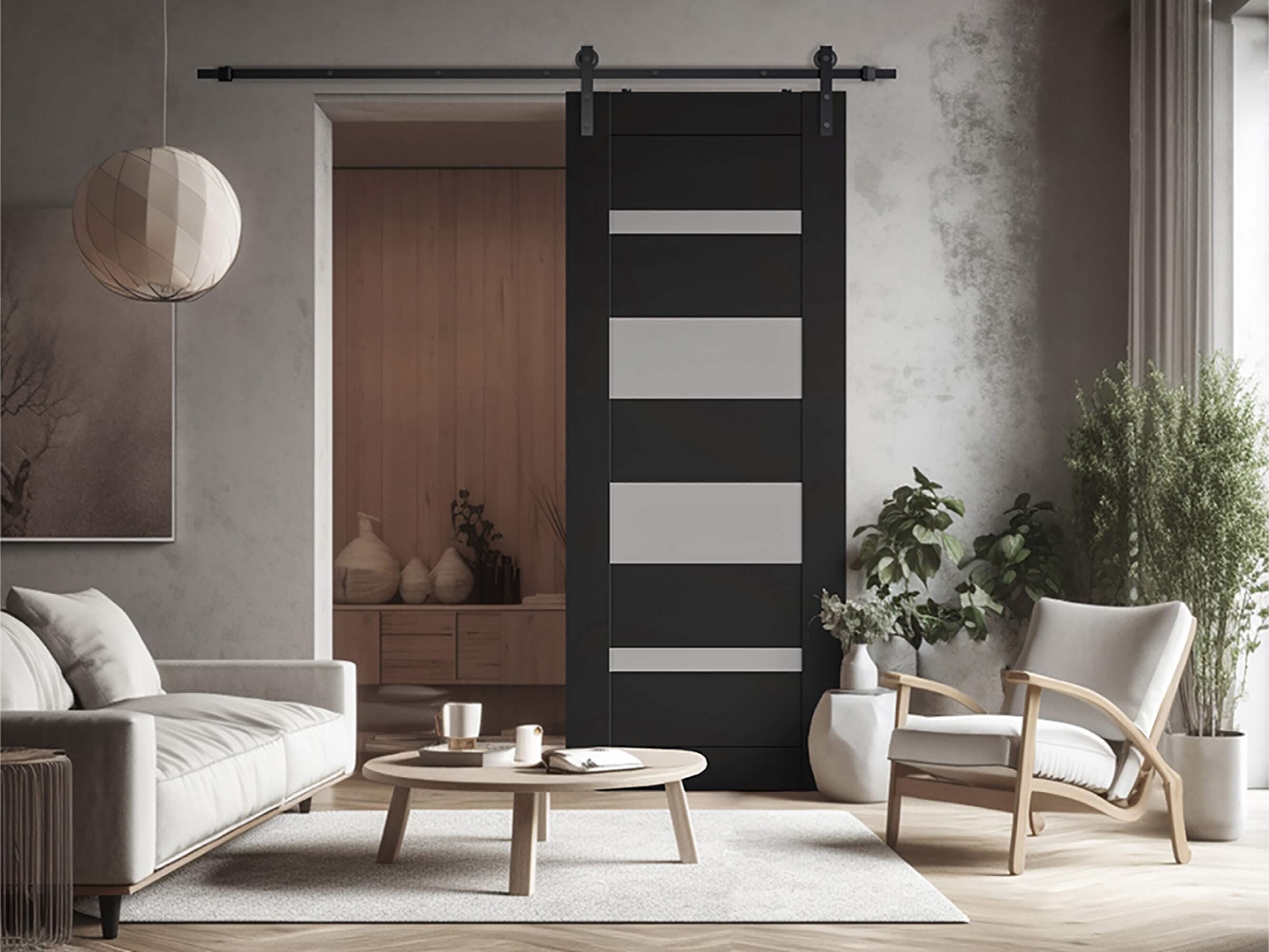 MIRELLA VETRO BLACK MATTE BARN BELLDINNI MODERN INTERIOR DOOR - 2