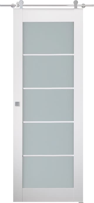 SMART PRO 5 LITE VETRO POLAR WHITE BARN BELLDINNI MODERN INTERIOR DOOR